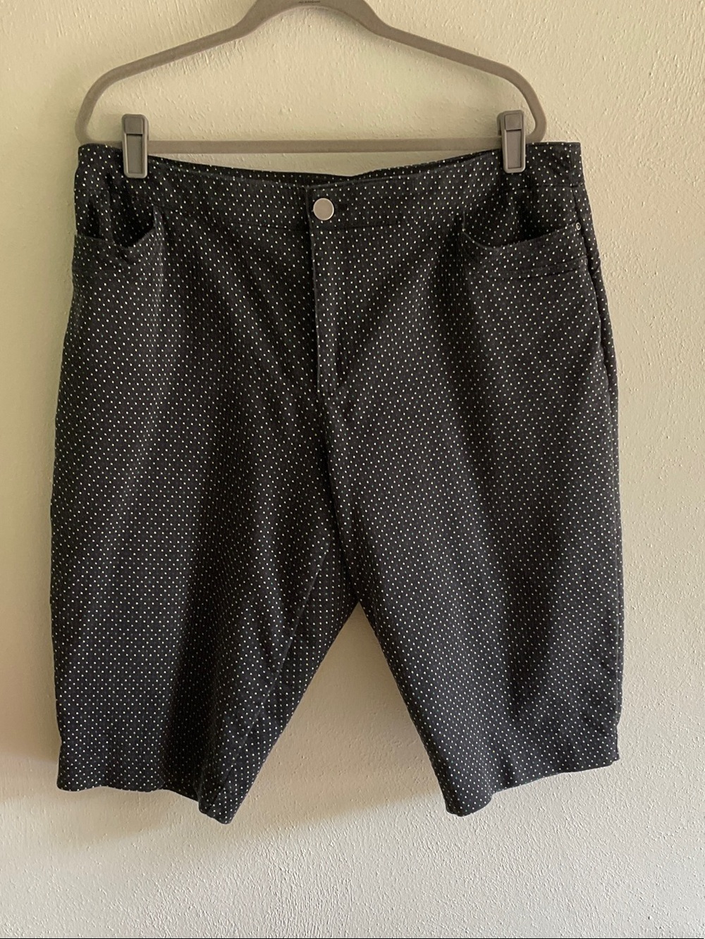 CJ Banks Black Micro-Dot Women's Flat Front Shorts